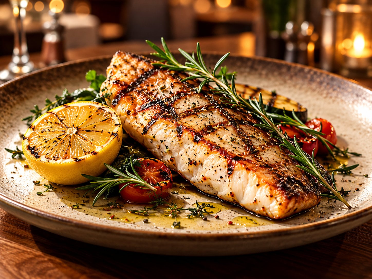 Gegrilltes Fischfilet mit frischen Kräutern und Zitrone